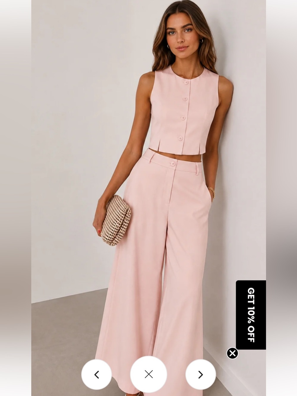 NEW Commense Pink Vest Wide Leg Set